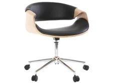 Miliboo Design-Bürosessel ARAMIS, schwarzes PU/helles Holz* Bürostühle|Bürostuhl Zum Kleinen Preis