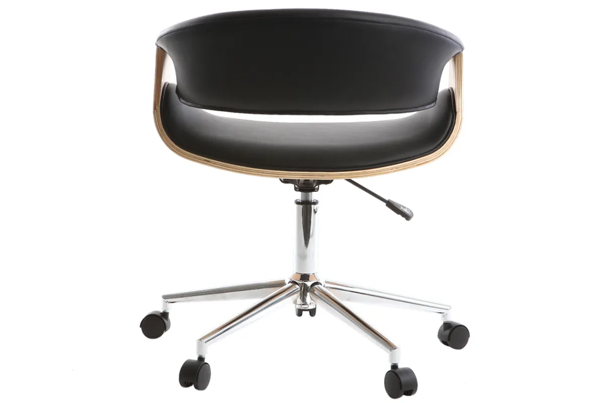 Miliboo Design-Bürosessel ARAMIS, schwarzes PU/helles Holz* Bürostühle|Bürostuhl Zum Kleinen Preis