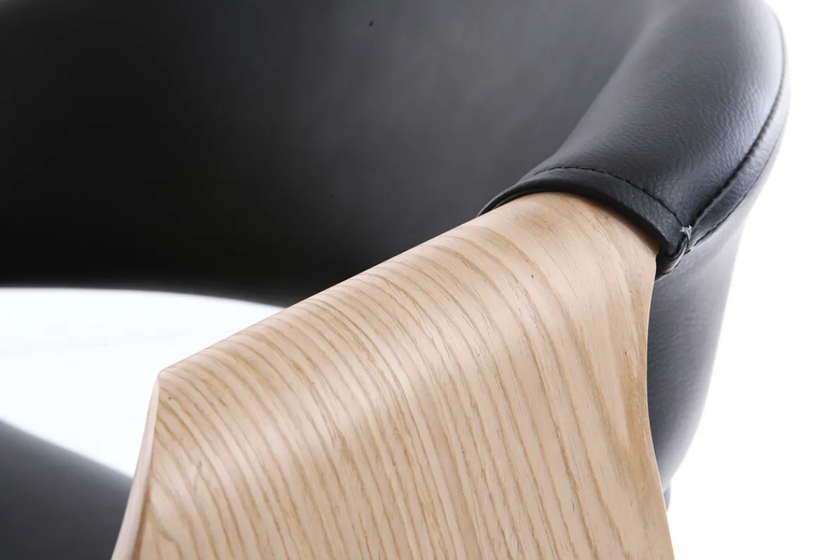 Miliboo Design-Bürosessel ARAMIS, schwarzes PU/helles Holz* Bürostühle|Bürostuhl Zum Kleinen Preis