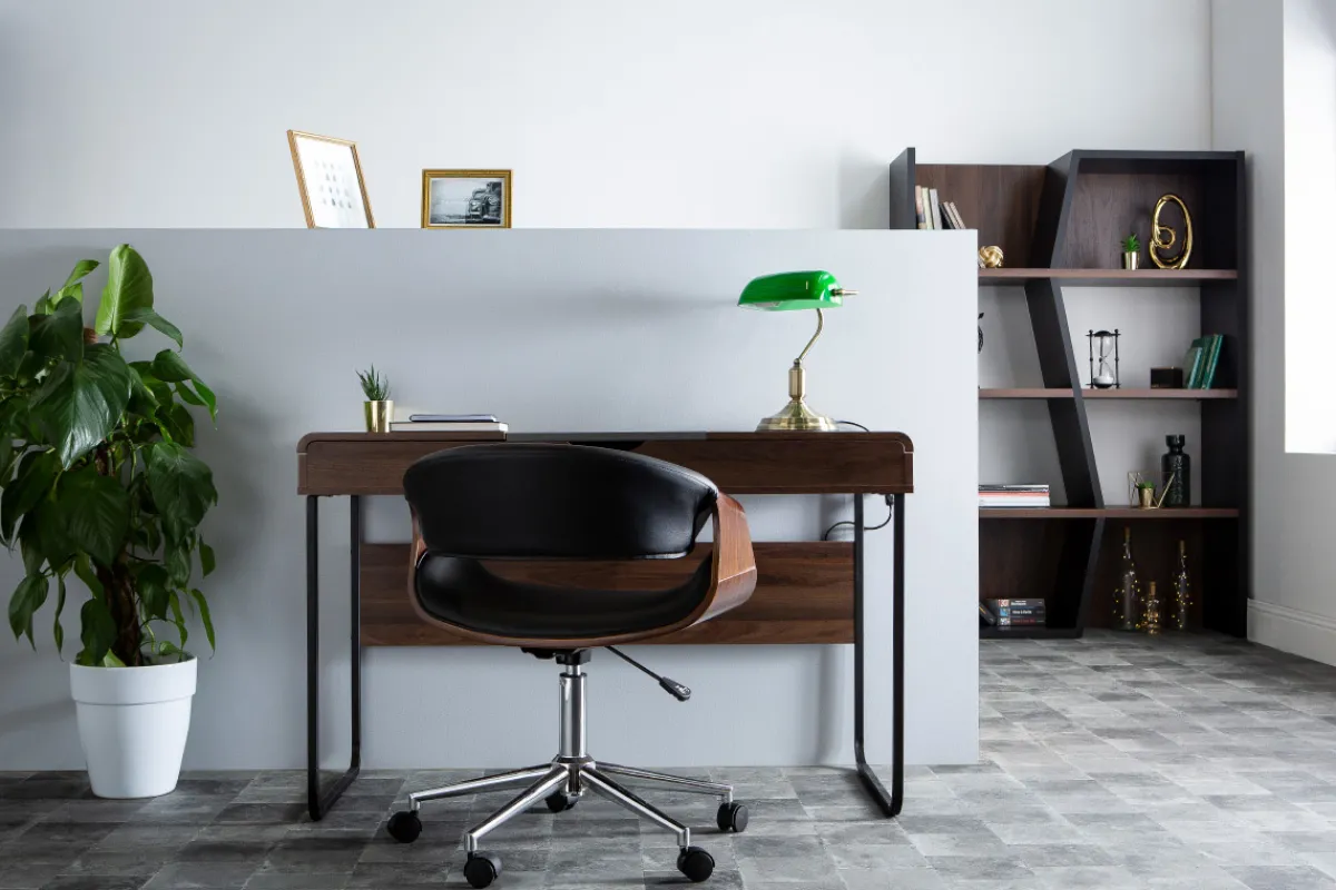 Miliboo Design-Bürosessel ARAMIS, schwarzes PU/helles Holz* Bürostühle|Bürostuhl Zum Kleinen Preis