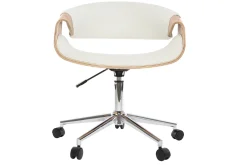 Miliboo Design-Bürosessel ARAMIS, weißes PU/helles Holz* Bürostühle|Bürostuhl Zum Kleinen Preis