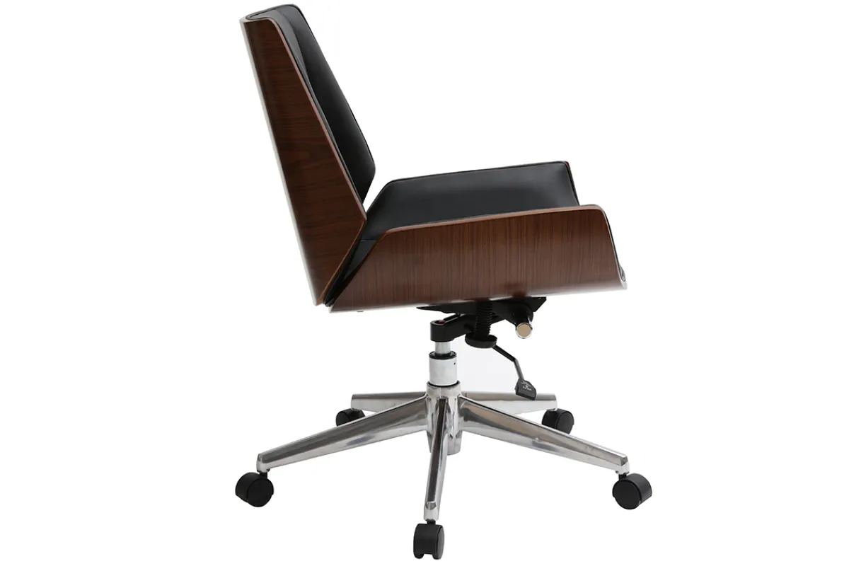 Miliboo Design-Bürosessel dunkles Holz und Schwarz CURVED* Bürostühle|Bürostuhl Zum Kleinen Preis