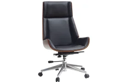 Miliboo Design-Bürosessel dunkles Holz und Schwarz CURVED* Bürostühle|Bürostuhl Zum Kleinen Preis