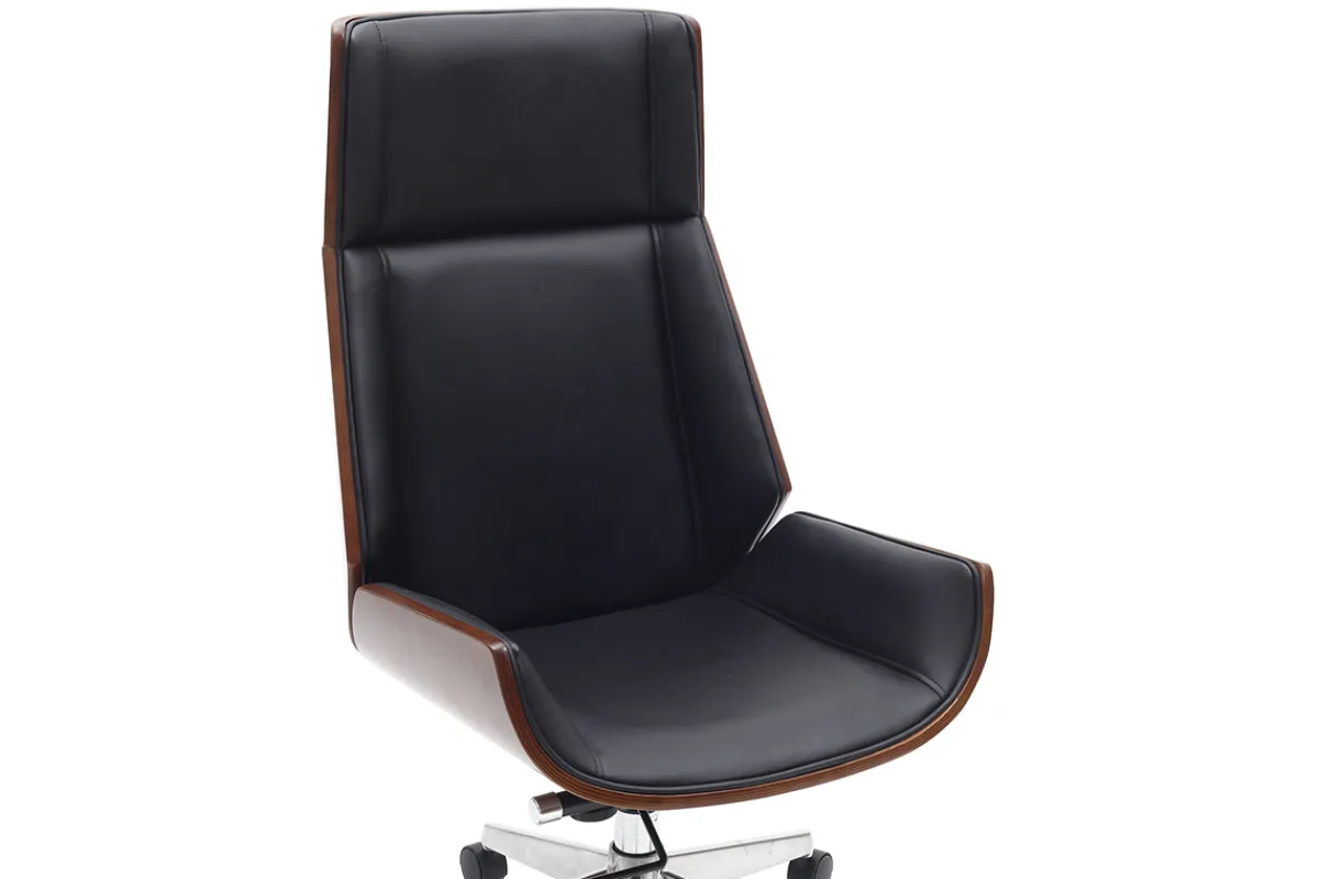 Miliboo Design-Bürosessel dunkles Holz und Schwarz CURVED* Bürostühle|Bürostuhl Zum Kleinen Preis