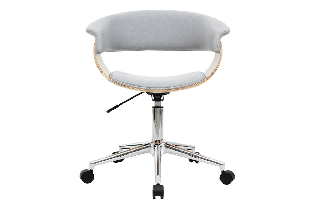 Miliboo Design-Bürosessel grauer Stoff und helles Holz OKTAV* Bürostühle|Bürostuhl Zum Kleinen Preis