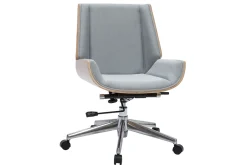 Miliboo Design-Bürosessel helles Holz und PU hellgrauer CURVED* Bürostühle|Bürostuhl Zum Kleinen Preis