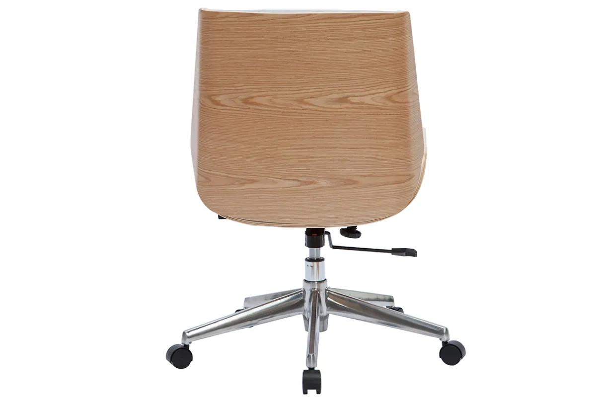 Miliboo Design-Bürosessel helles Holz und PU hellgrauer CURVED* Bürostühle|Bürostuhl Zum Kleinen Preis