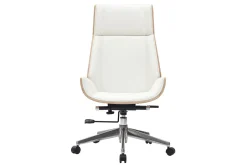 Miliboo Design-Bürosessel helles Holz und PU Weiß CURVED* Bürostühle|Bürostuhl Zum Kleinen Preis