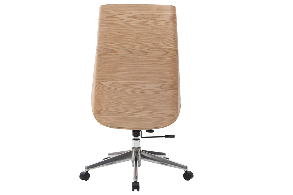 Miliboo Design-Bürosessel helles Holz und PU Weiß CURVED* Bürostühle|Bürostuhl Zum Kleinen Preis