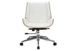 Miliboo Design-Bürosessel helles Holz und PU Weiß CURVED* Bürostühle|Bürostuhl Zum Kleinen Preis