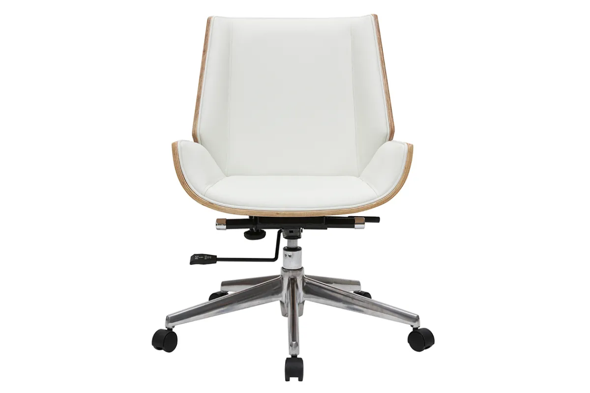 Miliboo Design-Bürosessel helles Holz und PU Weiß CURVED* Bürostühle|Bürostuhl Zum Kleinen Preis