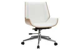 Miliboo Design-Bürosessel helles Holz und PU Weiß CURVED* Bürostühle|Bürostuhl Zum Kleinen Preis