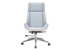 Miliboo Design-Bürosessel helles Holz und PU Grau CURVED* Bürostühle|Ergonomischer Bürostühle