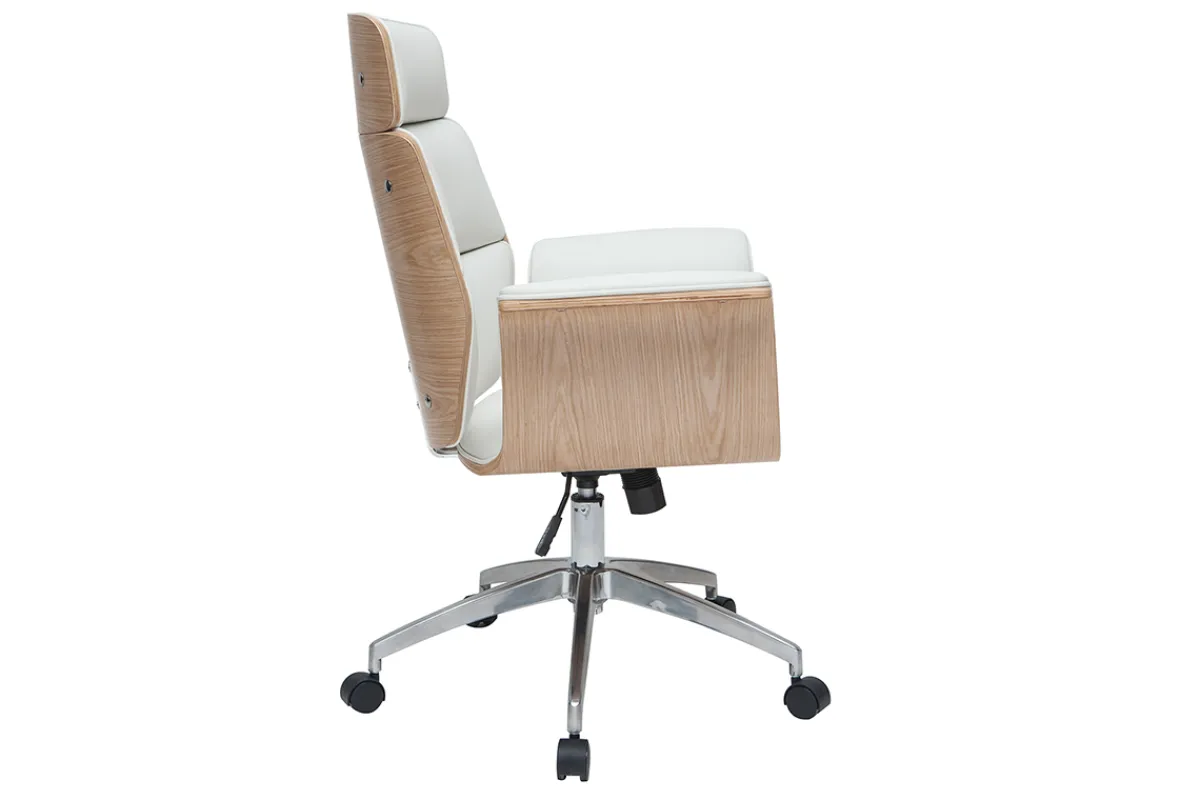 Miliboo Design-Bürosessel weiß und helles Holz ELON* Bürostühle|Bürostuhl Zum Kleinen Preis