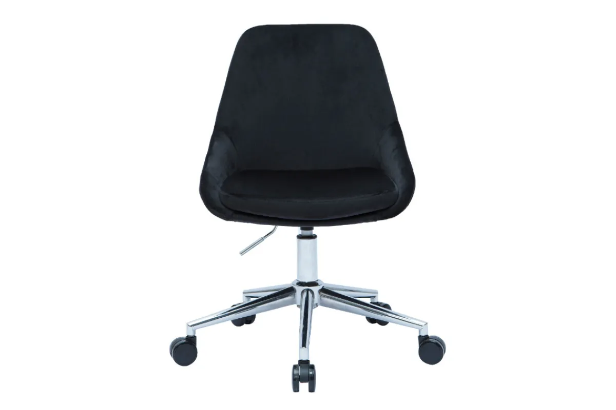 Miliboo Design-Bürostuhl aus schwarzem Samtstoff und verchromtem Metall 360° drehbar HOLO* Bürostühle|Bürostuhl Zum Kleinen Preis