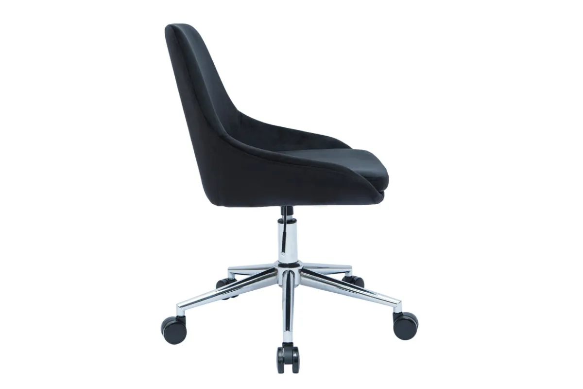 Miliboo Design-Bürostuhl aus schwarzem Samtstoff und verchromtem Metall 360° drehbar HOLO* Bürostühle|Bürostuhl Zum Kleinen Preis