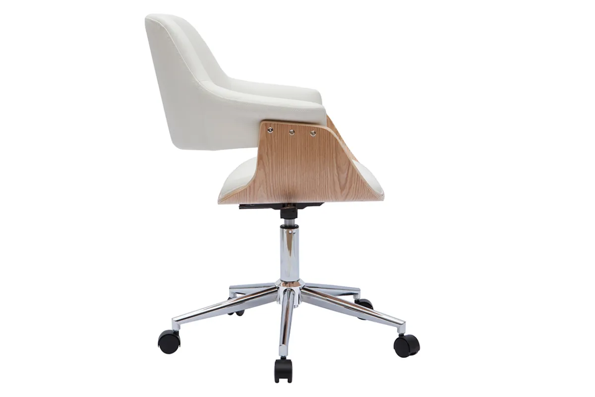 Miliboo Design-Bürostuhl in Weiß mit hellem Holz HANSEN* Bürostühle|Bürostuhl Zum Kleinen Preis