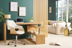 Miliboo Design-Bürostuhl in Weiß mit hellem Holz HANSEN* Bürostühle|Bürostuhl Zum Kleinen Preis