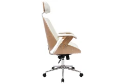 Miliboo Design-Bürostuhl in Weiß mit hellem Holz und verchromtem Stahl MUSK* Bürostühle|Ergonomischer Bürostühle