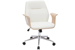 Miliboo Design-Bürostuhl in Weiß mit hellem Holz RUFIN* Bürostühle|Bürostuhl Zum Kleinen Preis