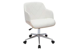 Miliboo Design-Bürostuhl in Weiß mit hellem Holz SANDRO* Bürostühle|Bürostuhl Zum Kleinen Preis