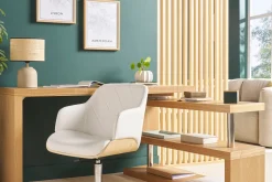 Miliboo Design-Bürostuhl in Weiß mit hellem Holz SANDRO* Bürostühle|Bürostuhl Zum Kleinen Preis