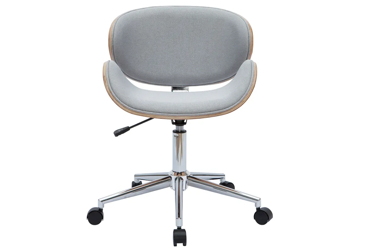 Miliboo Design-Bürostuhl PU hellgrauer und helles Holz WALNUT* Bürostühle|Bürostuhl Zum Kleinen Preis