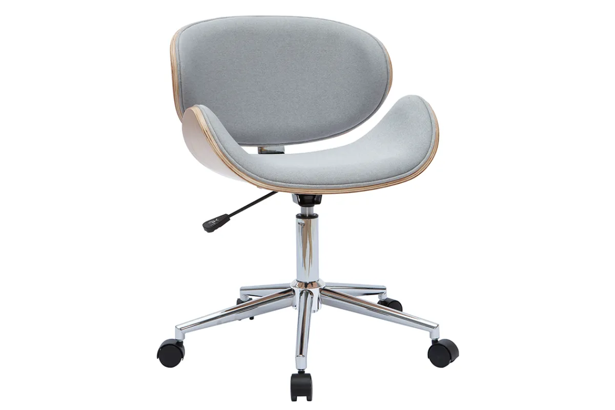 Miliboo Design-Bürostuhl PU hellgrauer und helles Holz WALNUT* Bürostühle|Bürostuhl Zum Kleinen Preis