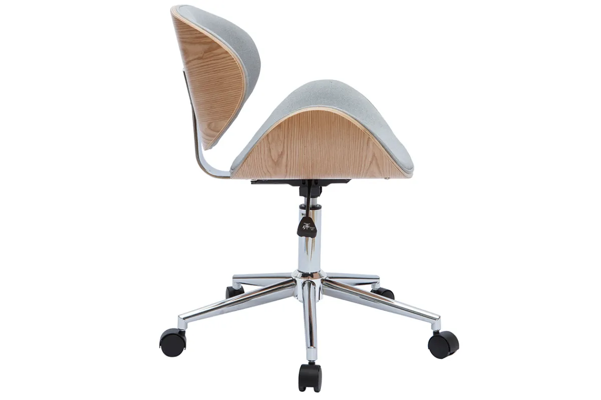 Miliboo Design-Bürostuhl PU hellgrauer und helles Holz WALNUT* Bürostühle|Bürostuhl Zum Kleinen Preis