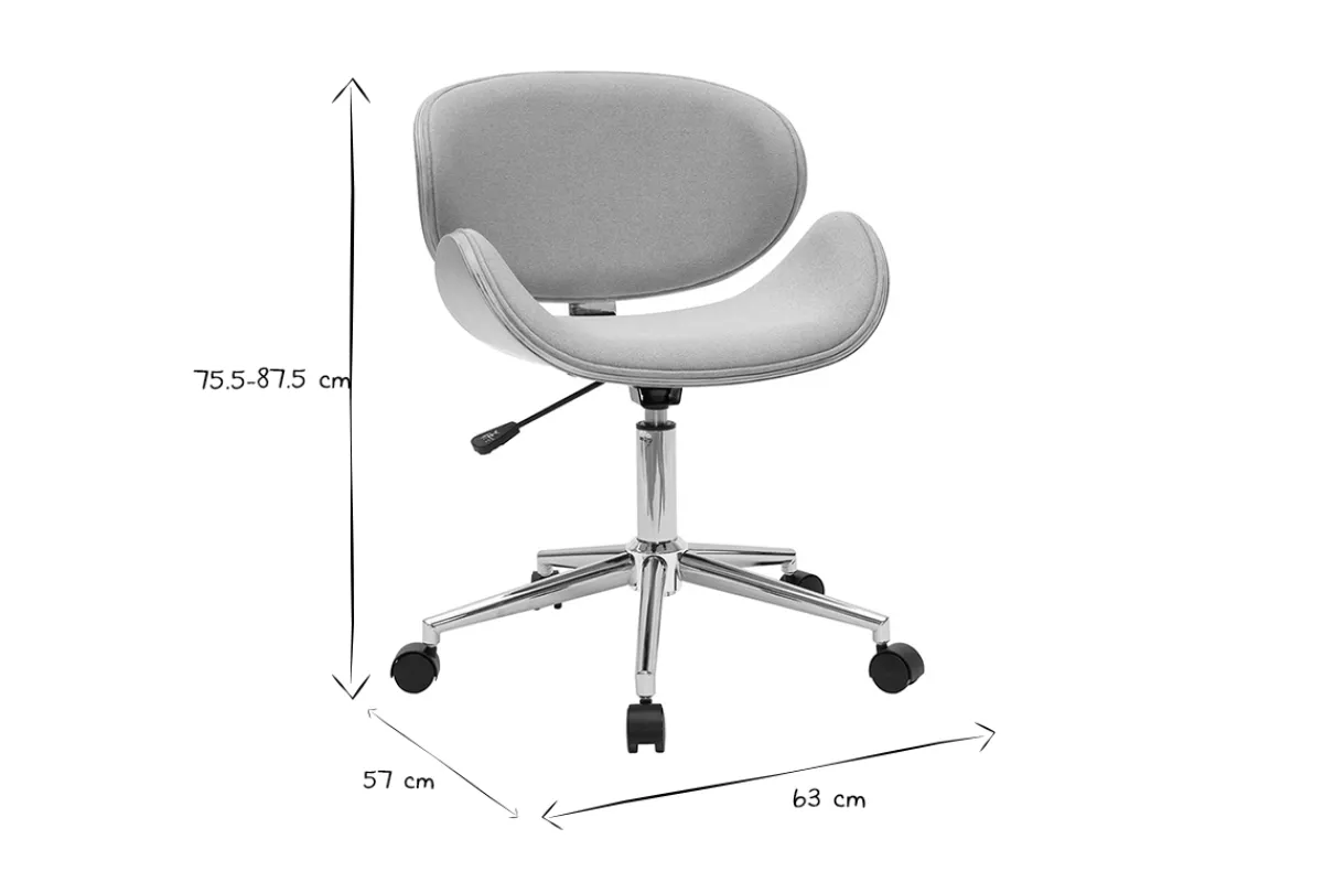Miliboo Design-Bürostuhl PU hellgrauer und helles Holz WALNUT* Bürostühle|Bürostuhl Zum Kleinen Preis
