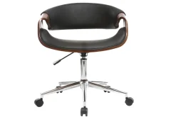 Miliboo Design-Bürostuhl PU Schwarz und Nussbaum ARAMIS* Bürostühle|Bürostuhl Zum Kleinen Preis