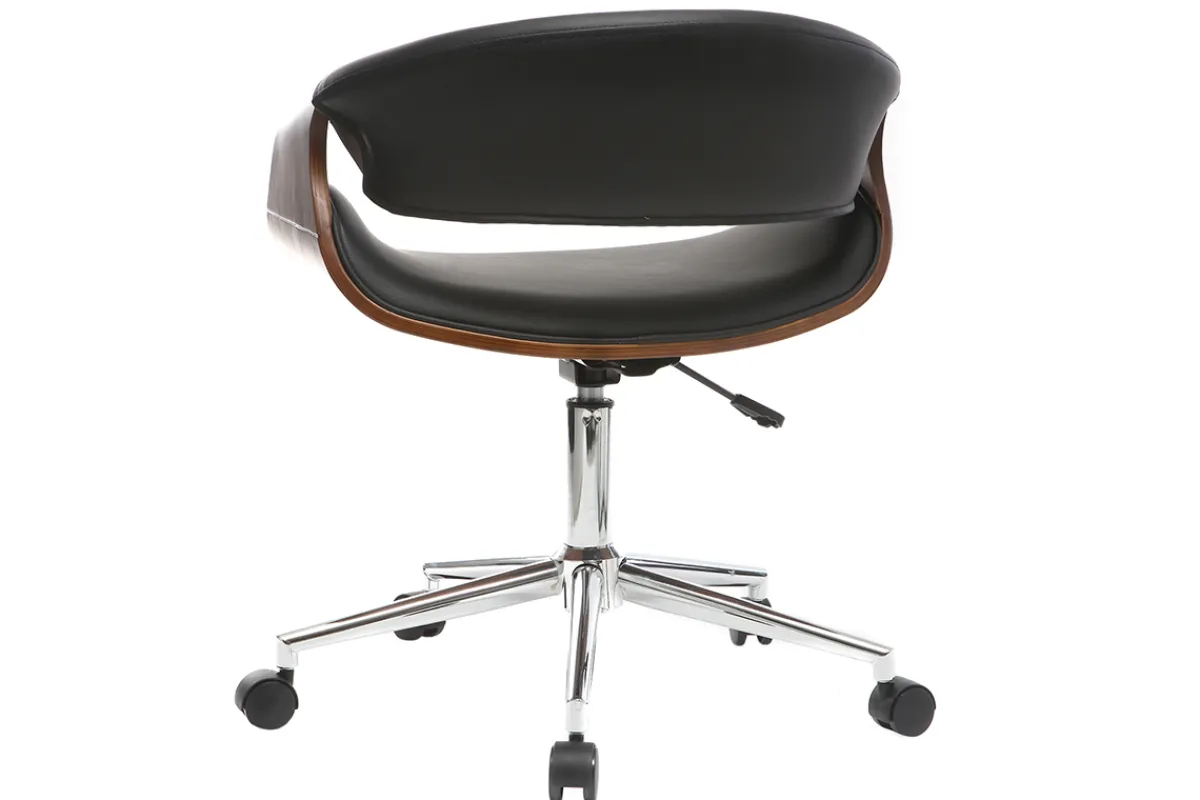 Miliboo Design-Bürostuhl PU Schwarz und Nussbaum ARAMIS* Bürostühle|Bürostuhl Zum Kleinen Preis