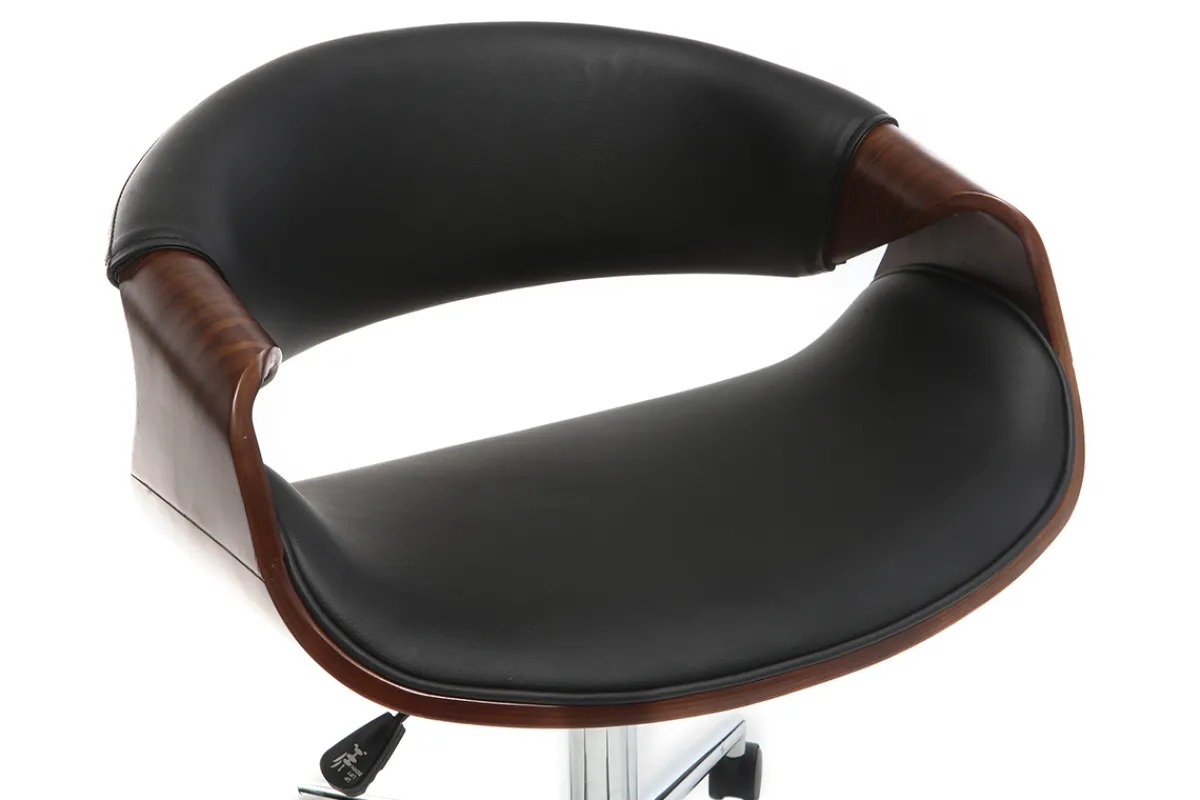 Miliboo Design-Bürostuhl PU Schwarz und Nussbaum ARAMIS* Bürostühle|Bürostuhl Zum Kleinen Preis