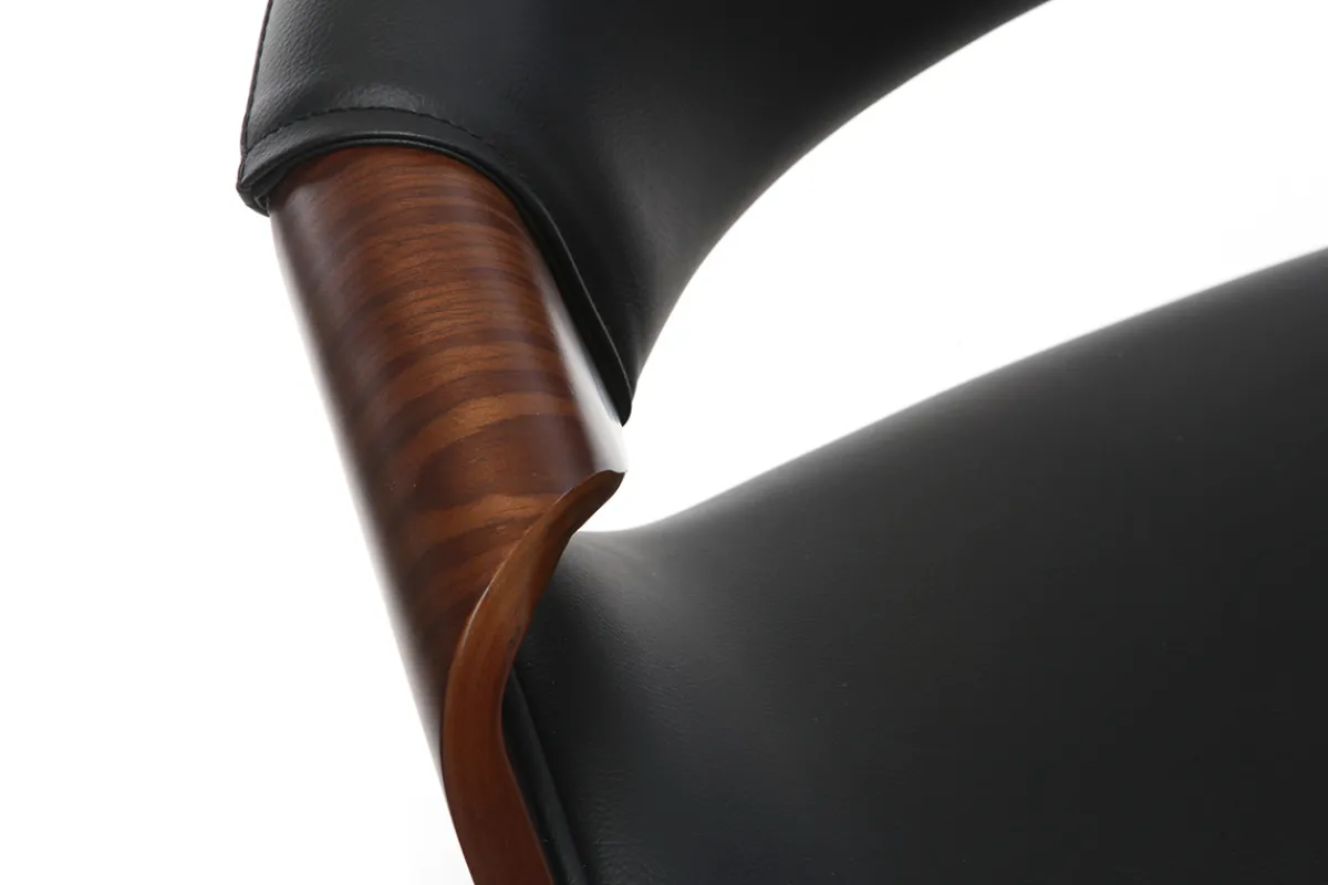 Miliboo Design-Bürostuhl PU Schwarz und Nussbaum ARAMIS* Bürostühle|Bürostuhl Zum Kleinen Preis