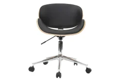 Miliboo Design-Bürostuhl PU Schwarz und helles Holz WALNUT* Bürostühle|Bürostuhl Zum Kleinen Preis