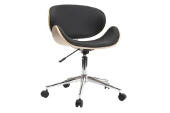 Miliboo Design-Bürostuhl PU Schwarz und helles Holz WALNUT* Bürostühle|Bürostuhl Zum Kleinen Preis