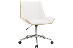 Miliboo Design-Bürostuhl PU Weiß und Helles Holz MELKIOR* Bürostühle|Bürostuhl Zum Kleinen Preis