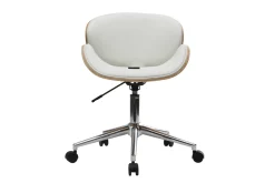 Miliboo Design-Bürostuhl PU Weiß und helles Holz WALNUT* Bürostühle|Bürostuhl Zum Kleinen Preis
