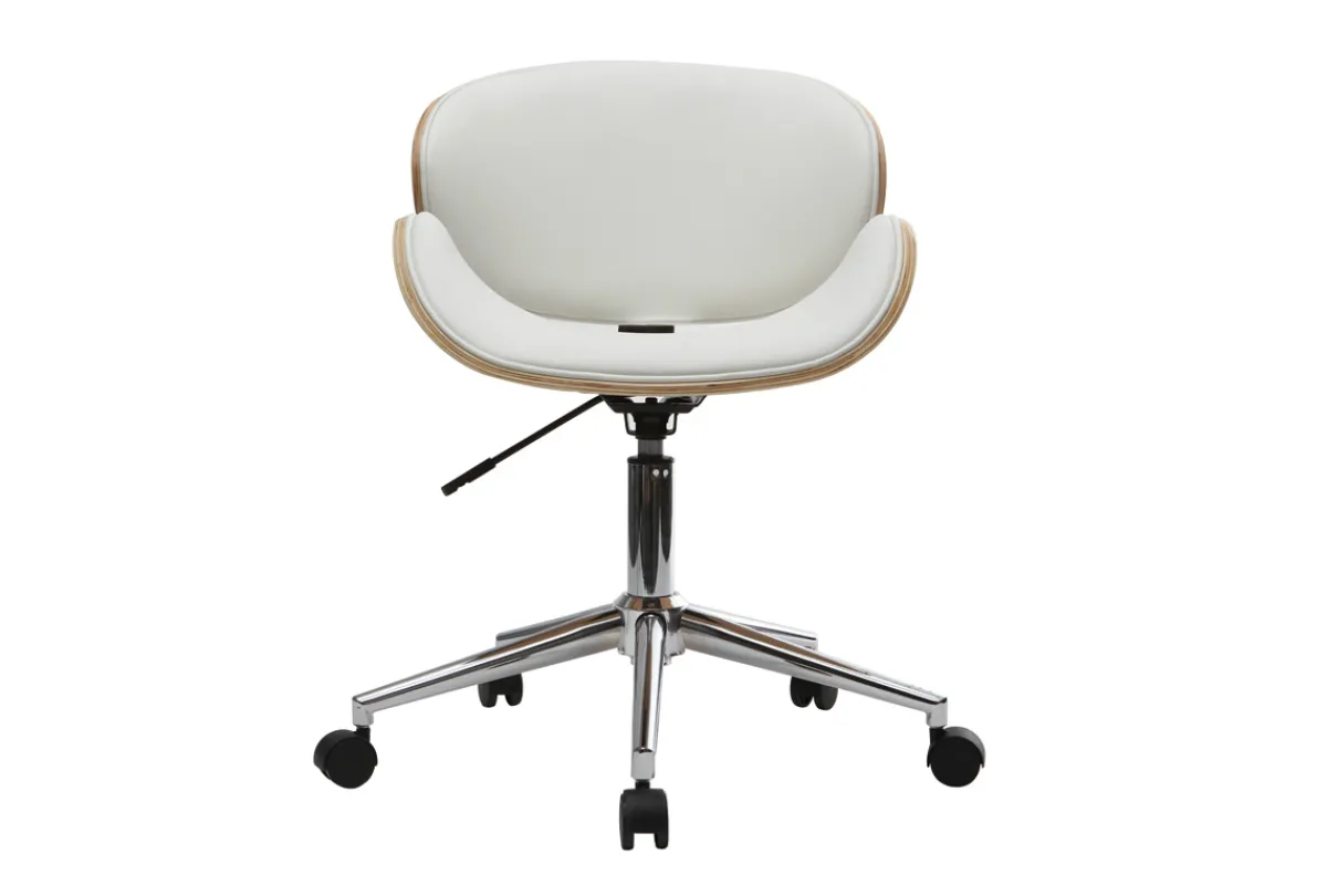 Miliboo Design-Bürostuhl PU Weiß und helles Holz WALNUT* Bürostühle|Bürostuhl Zum Kleinen Preis
