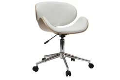 Miliboo Design-Bürostuhl PU Weiß und helles Holz WALNUT* Bürostühle|Bürostuhl Zum Kleinen Preis
