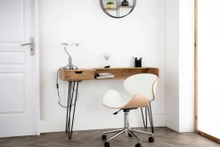 Miliboo Design-Bürostuhl PU Weiß und helles Holz WALNUT* Bürostühle|Bürostuhl Zum Kleinen Preis