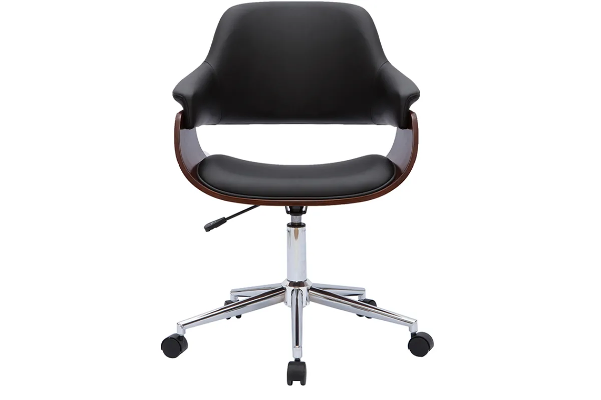 Miliboo Design-Bürostuhl schwarz und dunkles Holz HANSEN* Bürostühle|Bürostuhl Zum Kleinen Preis