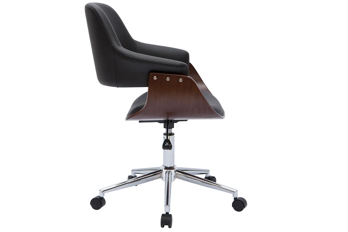 Miliboo Design-Bürostuhl schwarz und dunkles Holz HANSEN* Bürostühle|Bürostuhl Zum Kleinen Preis