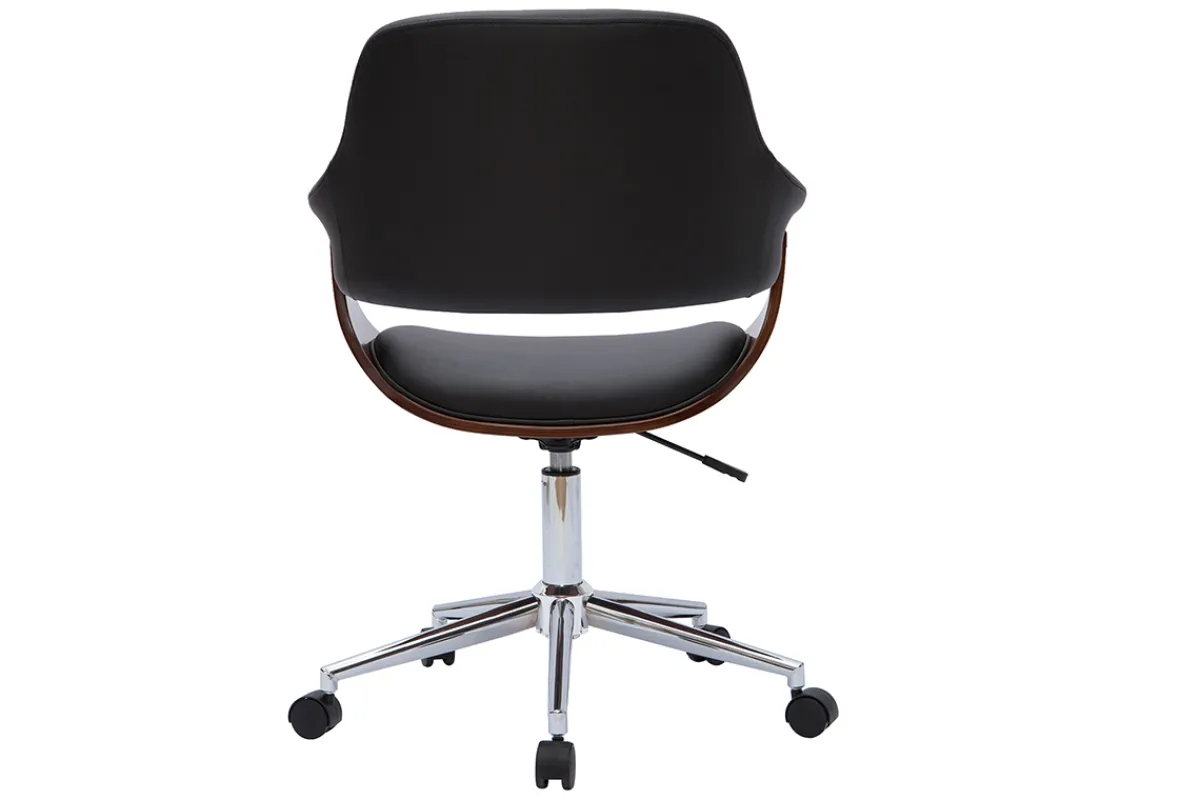 Miliboo Design-Bürostuhl schwarz und dunkles Holz HANSEN* Bürostühle|Bürostuhl Zum Kleinen Preis