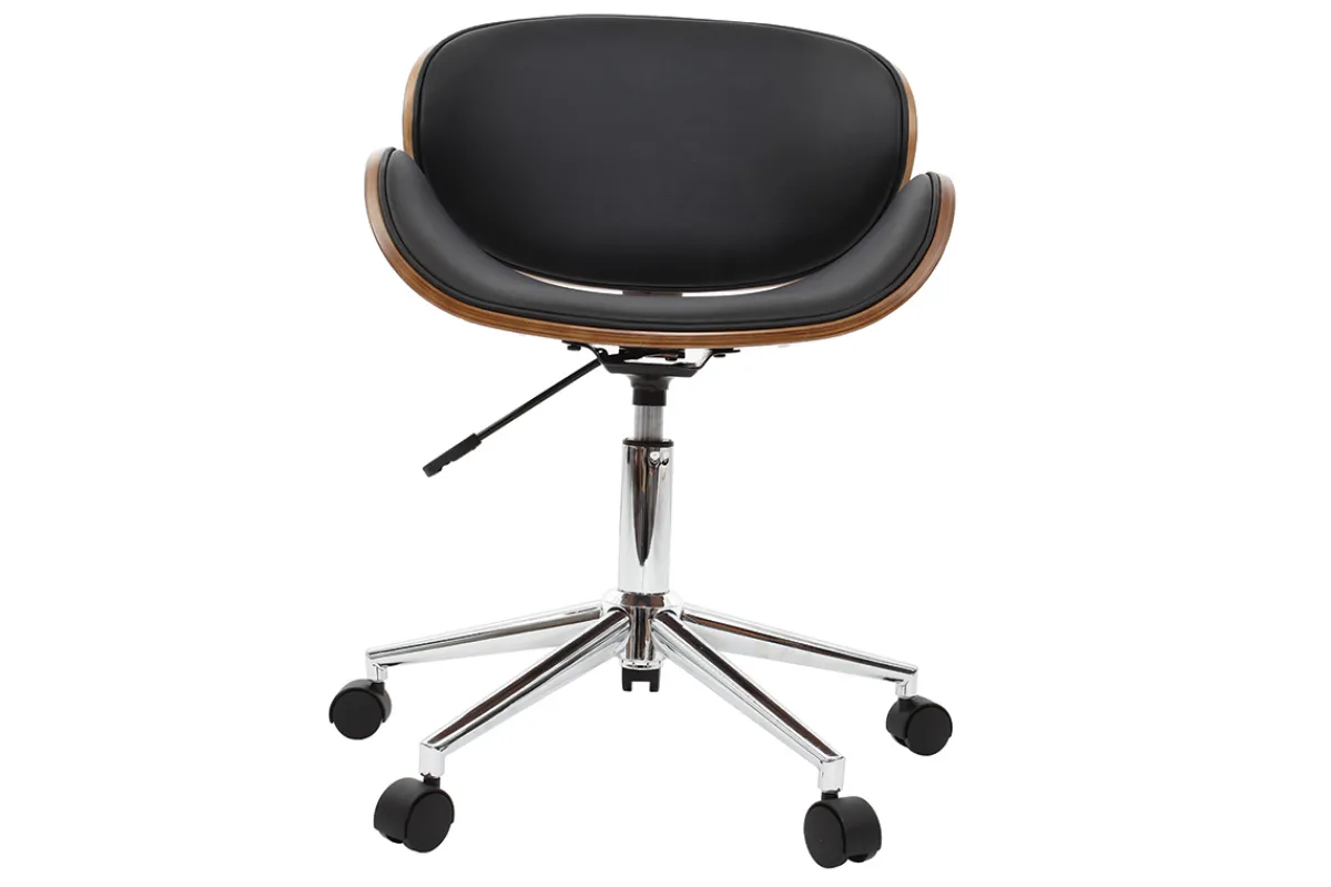 Miliboo Design-Bürostuhl Schwarz und Holz WALNUT* Bürostühle|Bürostuhl Zum Kleinen Preis