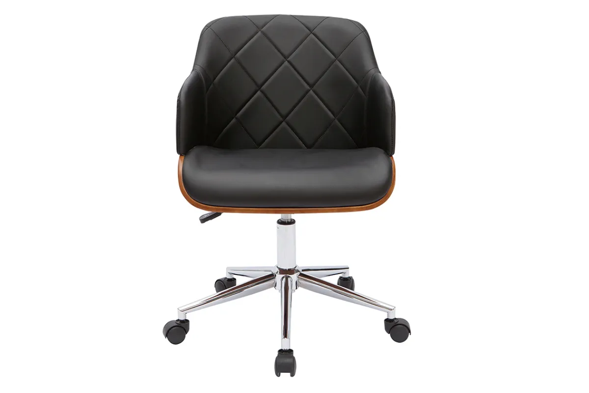 Miliboo Design-Bürostuhl schwarz und dunkles Holz SANDRO* Bürostühle|Bürostuhl Zum Kleinen Preis