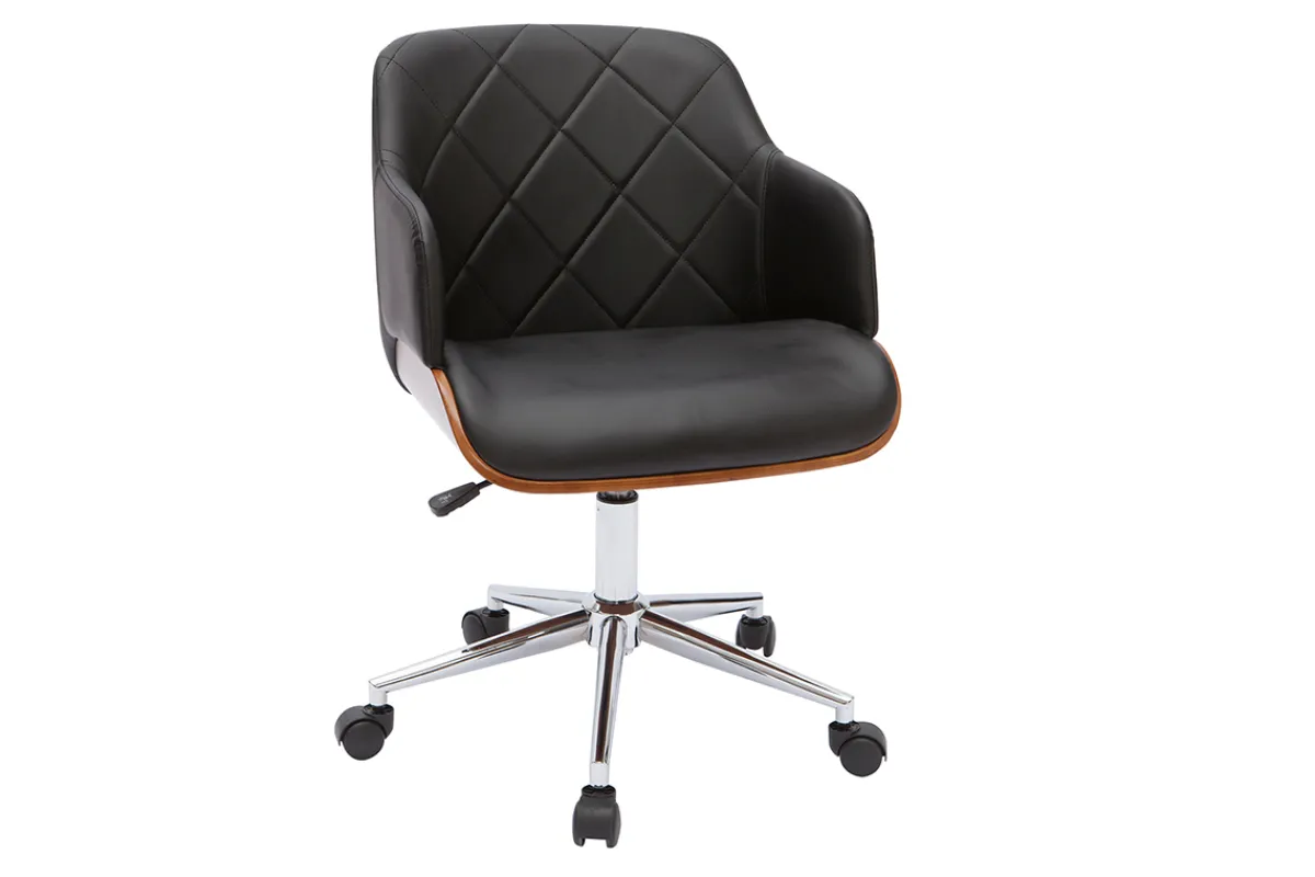 Miliboo Design-Bürostuhl schwarz und dunkles Holz SANDRO* Bürostühle|Bürostuhl Zum Kleinen Preis