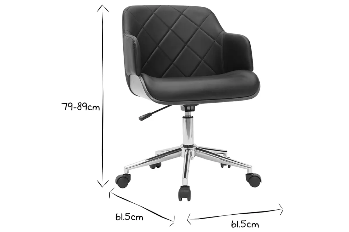 Miliboo Design-Bürostuhl schwarz und dunkles Holz SANDRO* Bürostühle|Bürostuhl Zum Kleinen Preis