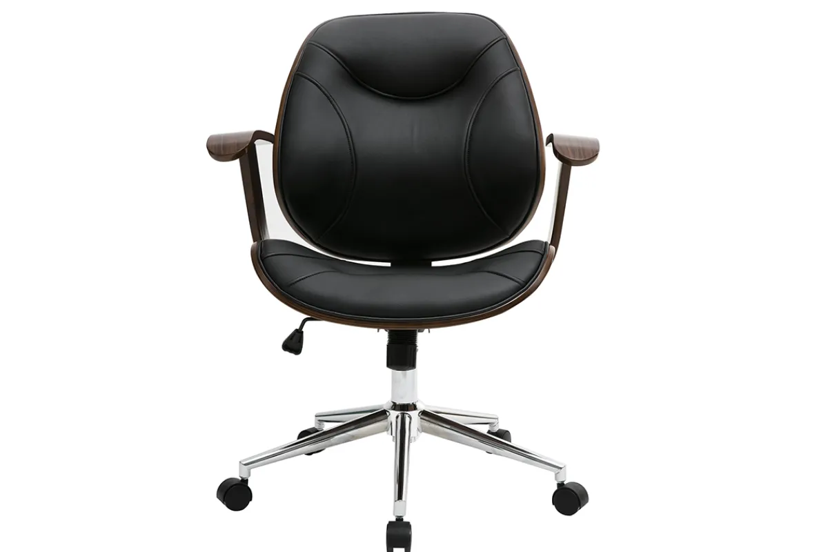 Miliboo Design-Bürostuhl Schwarz und dunkles Holz YORKE* Bürostühle|Bürostuhl Zum Kleinen Preis