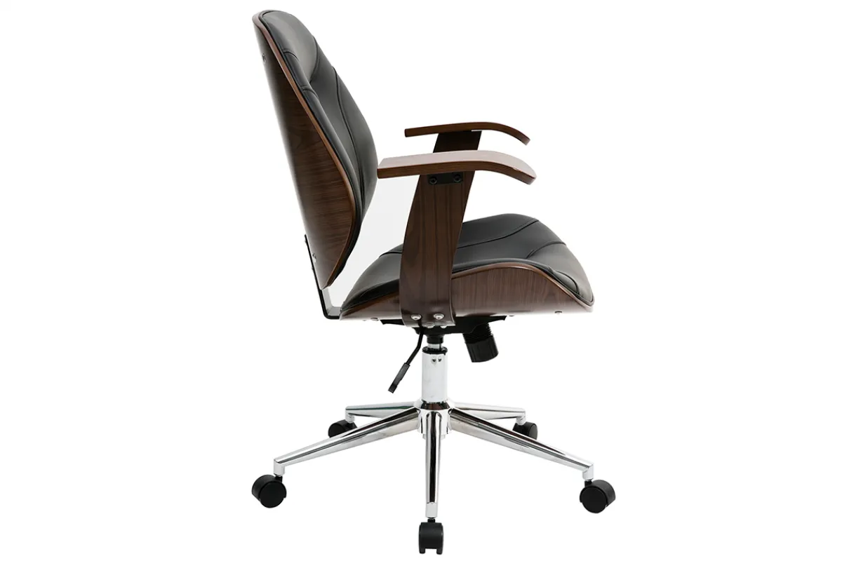 Miliboo Design-Bürostuhl Schwarz und dunkles Holz YORKE* Bürostühle|Bürostuhl Zum Kleinen Preis